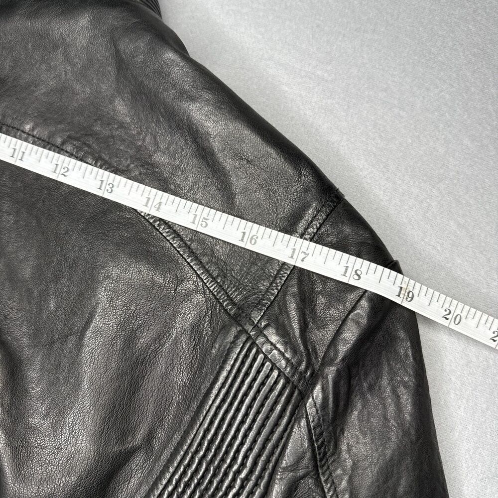 TIME Postmodern Genuine Lambskin Leather Jacket Mens L Black Moto Korean - Picture 14 of 15